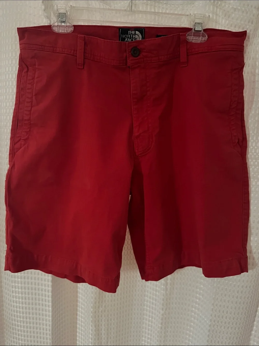 The North Face Red Stretch Chino Shorts 34R Cotton Casual Hiking Summer